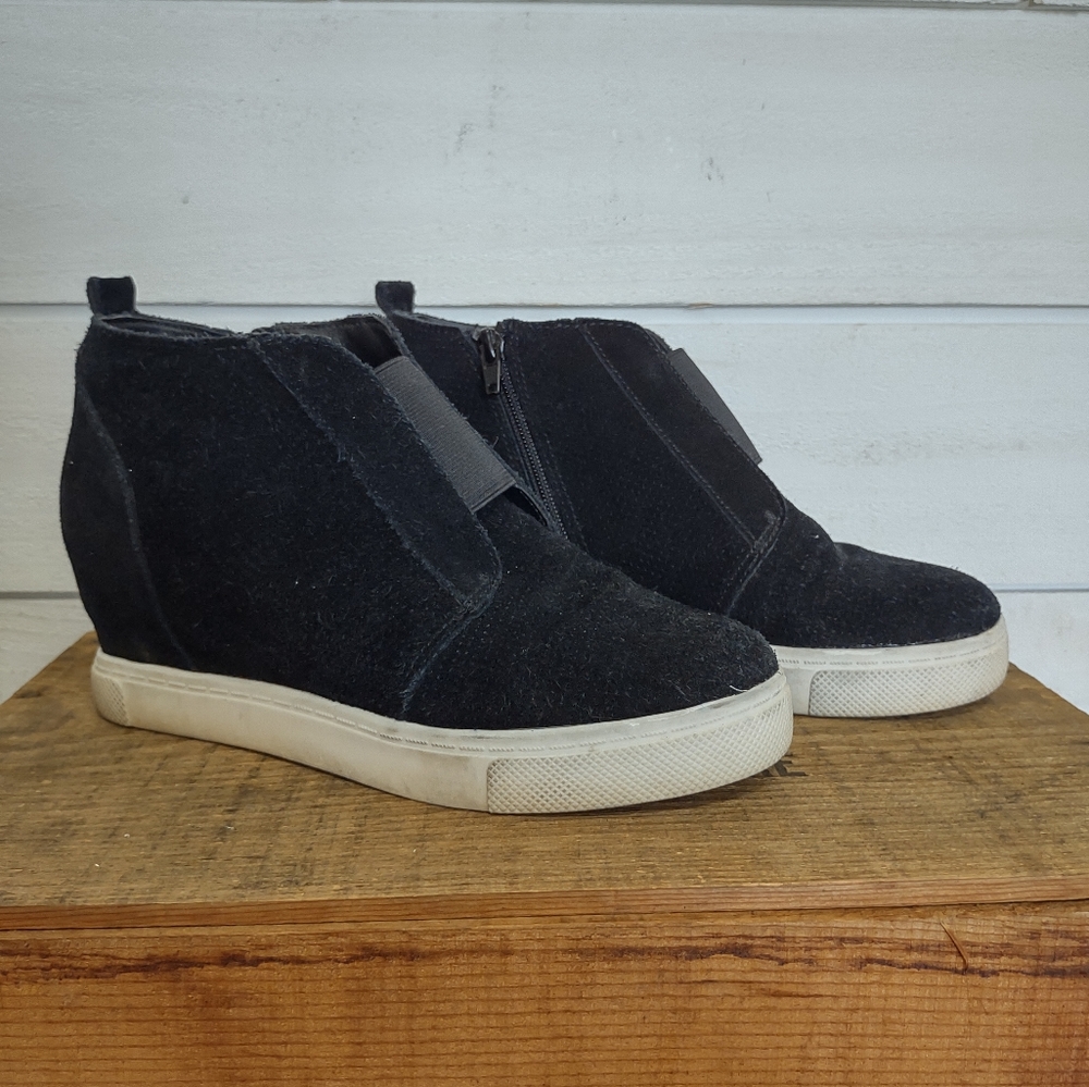 Steve Madden Black Wedge Sneakers